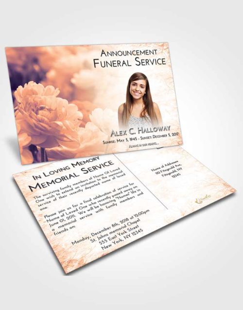 Funeral Announcement Card Template Lavender Sunset Floral Paradise
