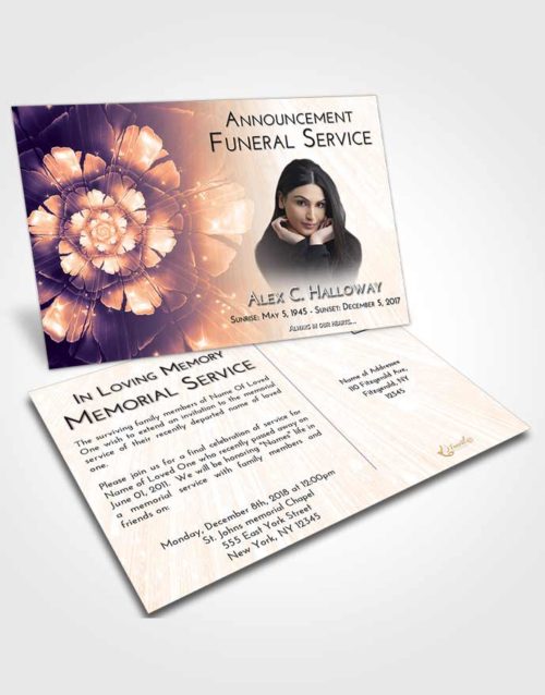 Funeral Announcement Card Template Lavender Sunset Floral Secret