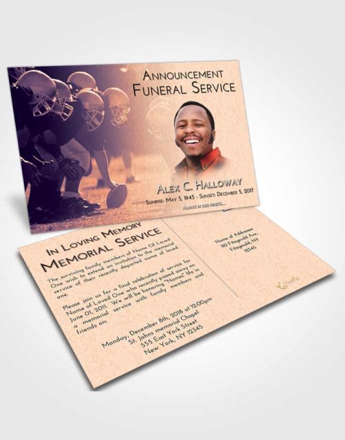 Funeral Announcement Card Template Lavender Sunset Football Day
