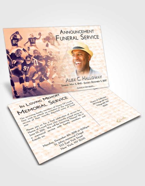 Funeral Announcement Card Template Lavender Sunset Football Destiny