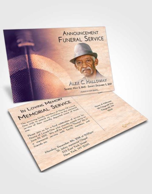 Funeral Announcement Card Template Lavender Sunset Football Journey