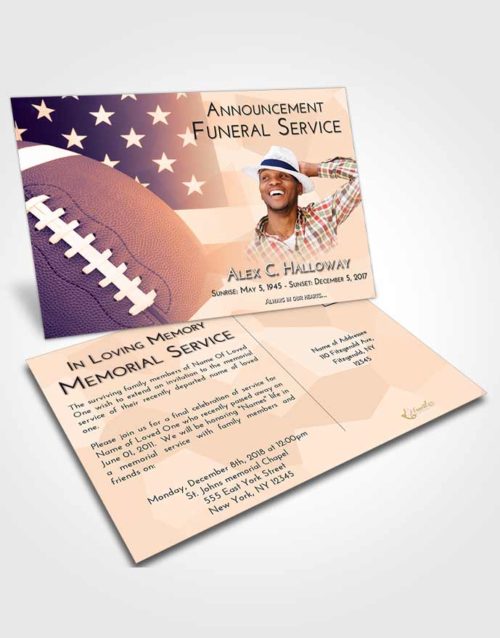 Funeral Announcement Card Template Lavender Sunset Football Pride