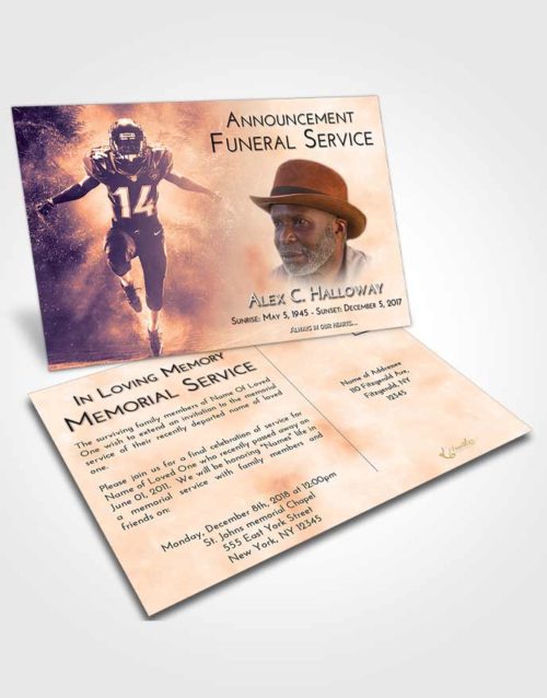Funeral Announcement Card Template Lavender Sunset Football Serenity