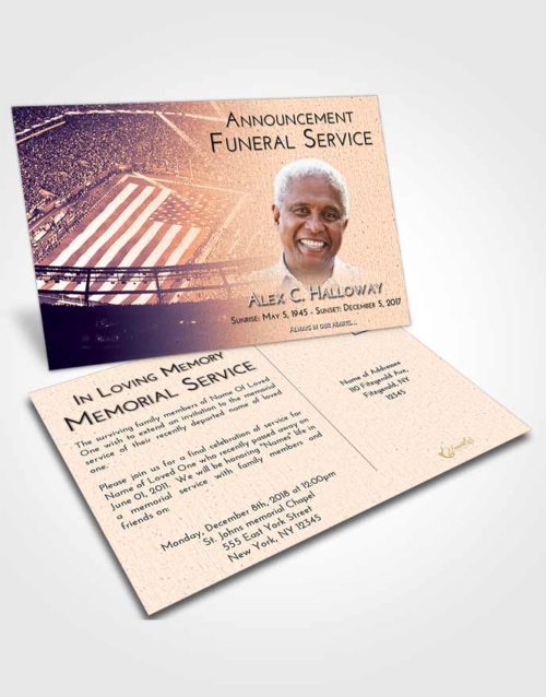 Funeral Announcement Card Template Lavender Sunset Football Stadium