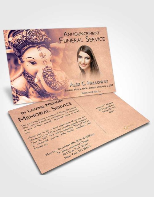Funeral Announcement Card Template Lavender Sunset Ganesha Desire