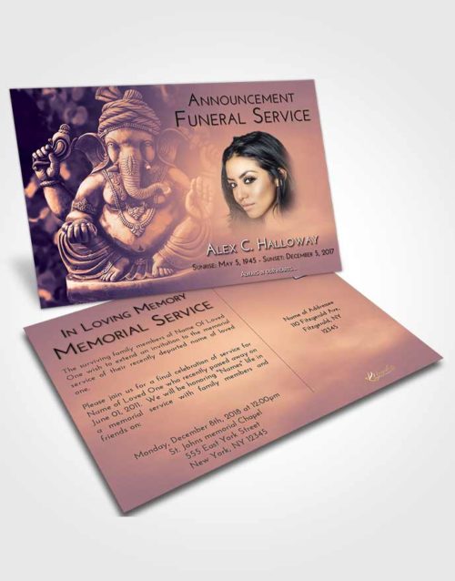 Funeral Announcement Card Template Lavender Sunset Ganesha Surprise