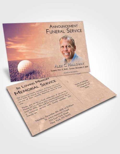 Funeral Announcement Card Template Lavender Sunset Golf Serenity