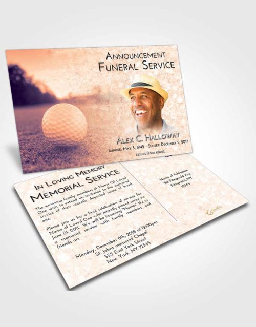 Funeral Announcement Card Template Lavender Sunset Golfing Honor