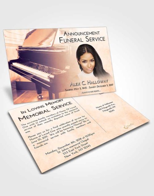 Funeral Announcement Card Template Lavender Sunset Grand Piano