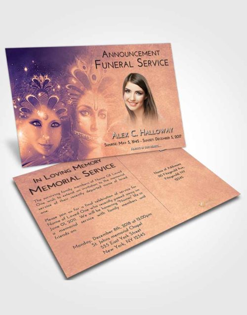 Funeral Announcement Card Template Lavender Sunset Hindu Desire