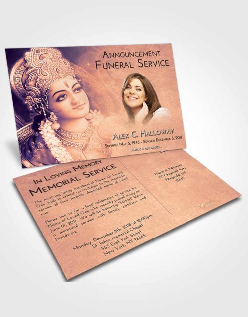 Funeral Announcement Card Template Lavender Sunset Hindu Majesty