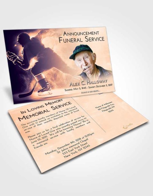 Funeral Announcement Card Template Lavender Sunset Hockey Paradise