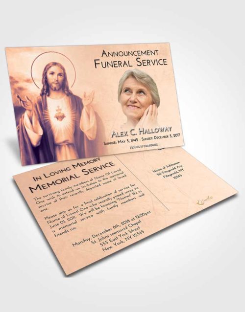 Funeral Announcement Card Template Lavender Sunset Jesus our Lord