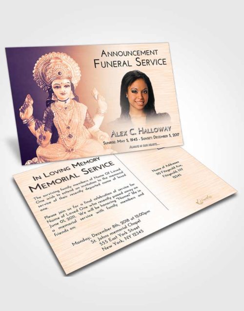 Funeral Announcement Card Template Lavender Sunset Lakshmi Desire