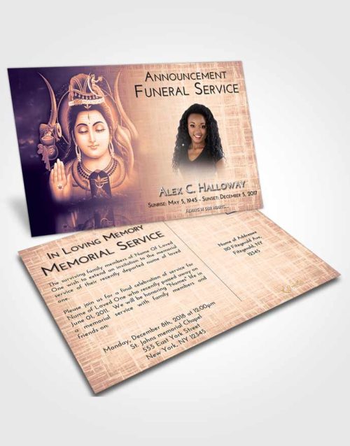 Funeral Announcement Card Template Lavender Sunset Lord Shiva Dignity