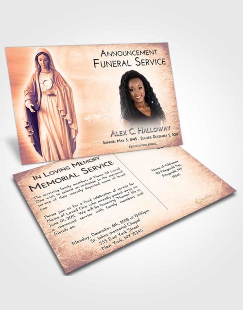 Funeral Announcement Card Template Lavender Sunset Mary Full of Grace