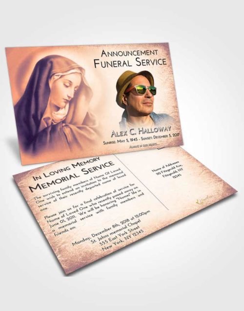 Funeral Announcement Card Template Lavender Sunset Mary Mother in Heaven