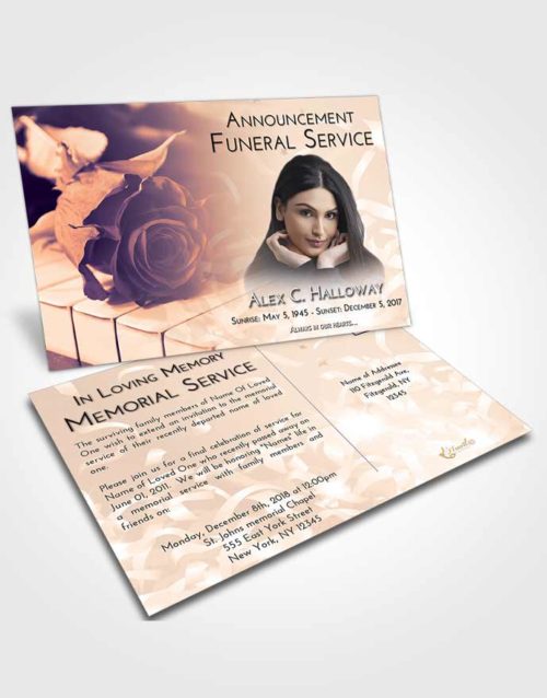 Funeral Announcement Card Template Lavender Sunset Piano Rose