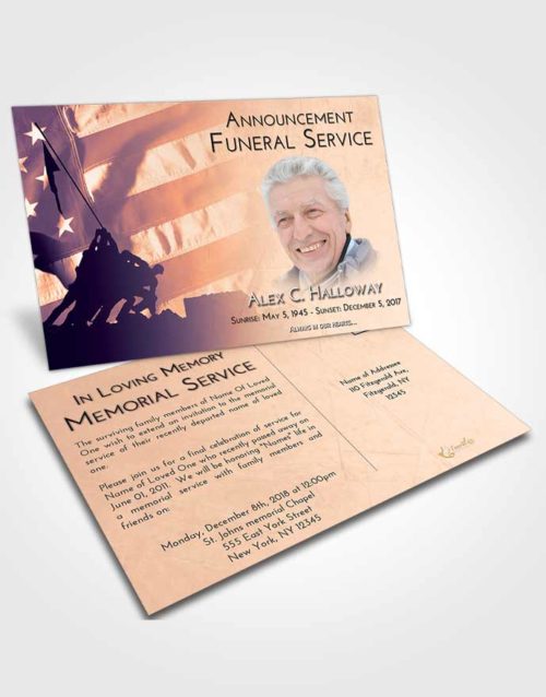 Funeral Announcement Card Template Lavender Sunset Proud Veteran