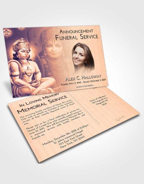 Funeral Announcement Card Template Lavender Sunset Ram Bhakth Hanuman