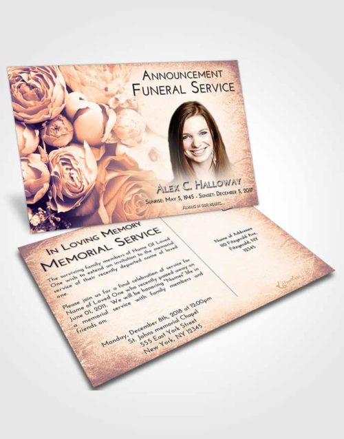 Funeral Announcement Card Template Lavender Sunset Rose Magic