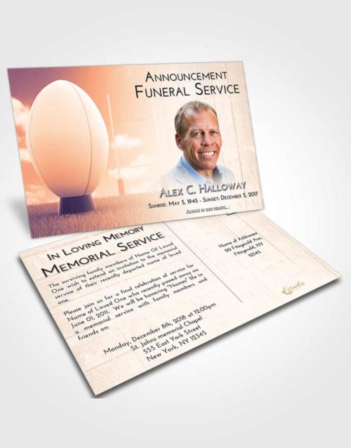 Funeral Announcement Card Template Lavender Sunset Rugby Honor