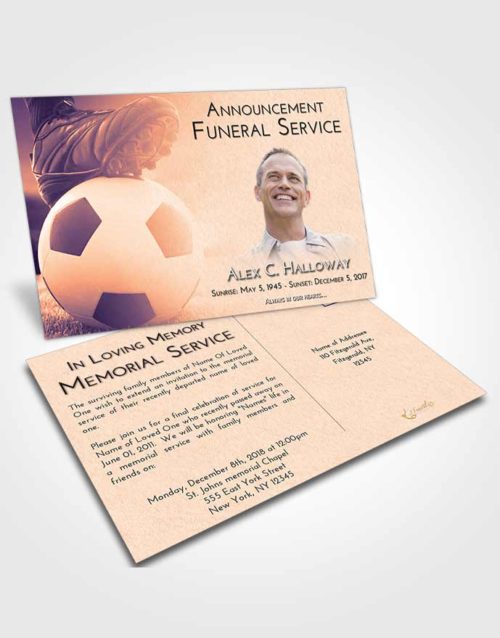 Funeral Announcement Card Template Lavender Sunset Soccer Cleats