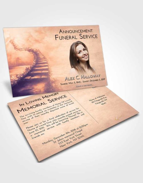 Funeral Announcement Card Template Lavender Sunset Stairway Above