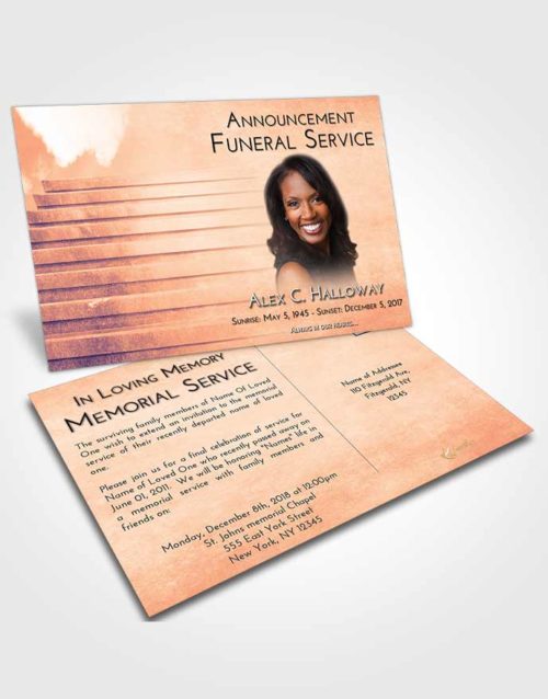 Funeral Announcement Card Template Lavender Sunset Stairway Into the Sky