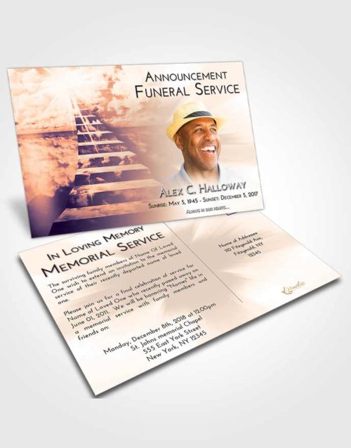 Funeral Announcement Card Template Lavender Sunset Stairway for the Soul
