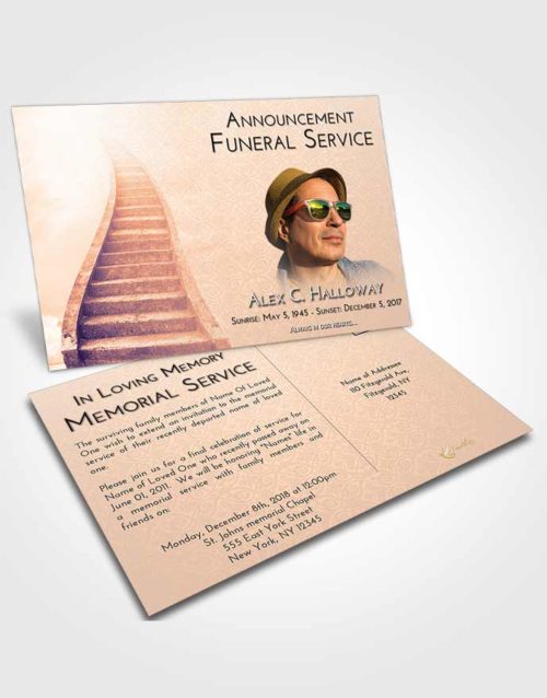 Funeral Announcement Card Template Lavender Sunset Stairway to Bliss