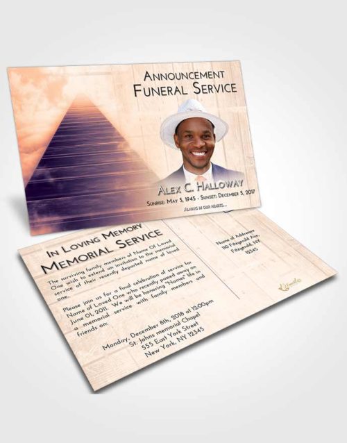 Funeral Announcement Card Template Lavender Sunset Stairway to Eternity