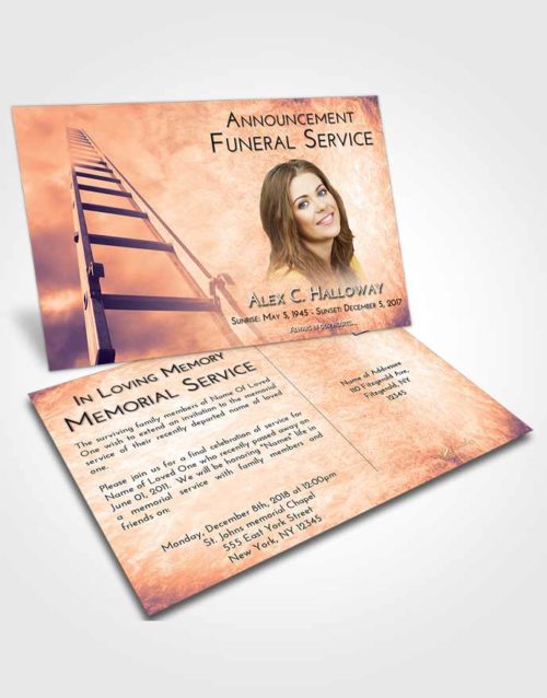Funeral Announcement Card Template Lavender Sunset Stairway to Forever