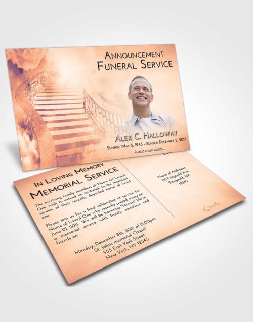 Funeral Announcement Card Template Lavender Sunset Stairway to Freedom