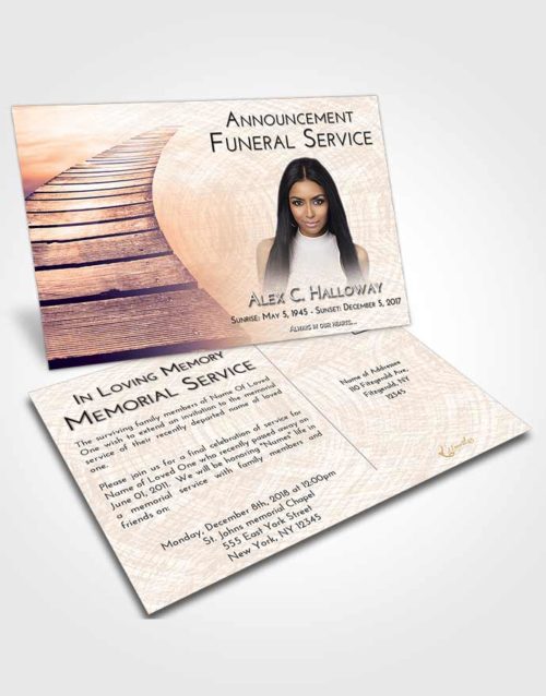 Funeral Announcement Card Template Lavender Sunset Stairway to Life