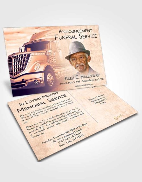 Funeral Announcement Card Template Lavender Sunset Trucker Hours
