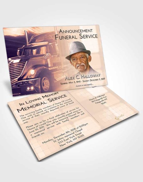 Funeral Announcement Card Template Lavender Sunset Trucker Life