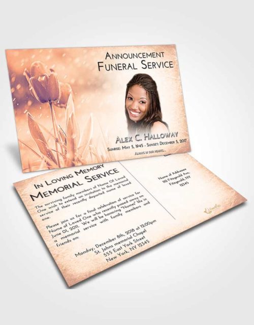 Funeral Announcement Card Template Lavender Sunset Tulip Whisper