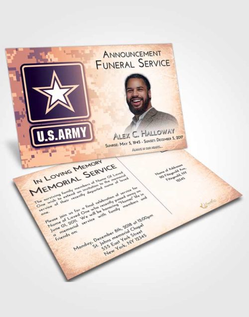 Funeral Announcement Card Template Lavender Sunset United States Army