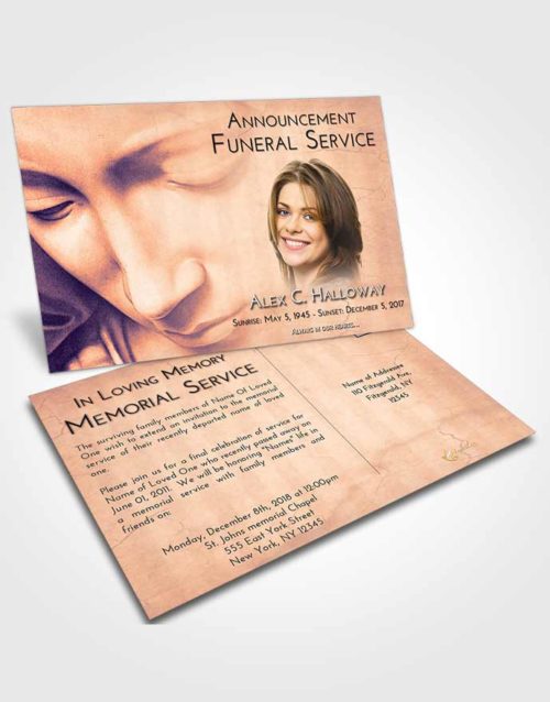 Funeral Announcement Card Template Lavender Sunset Virgin Mary