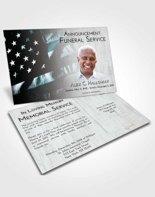 Funeral Announcement Card Template Loving Embrace American Veteran