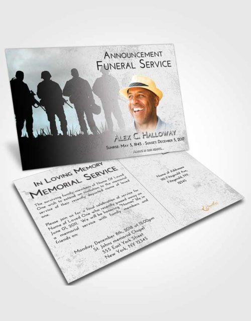 Funeral Announcement Card Template Loving Embrace Army Faith