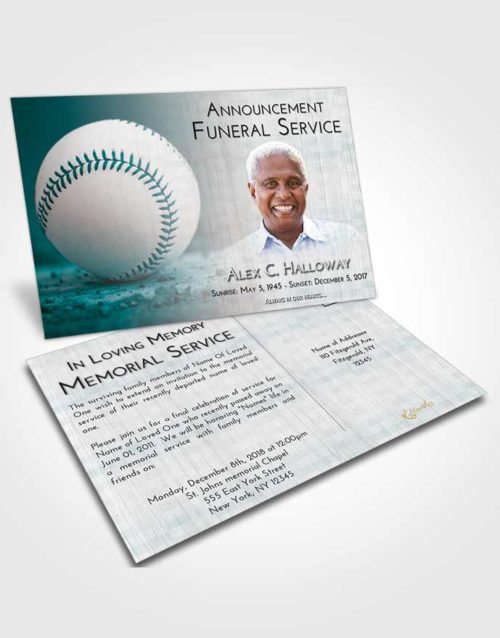 Funeral Announcement Card Template Loving Embrace Baseball Victory