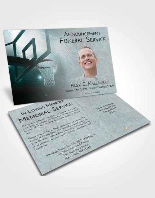 Funeral Announcement Card Template Loving Embrace Basketball Pride