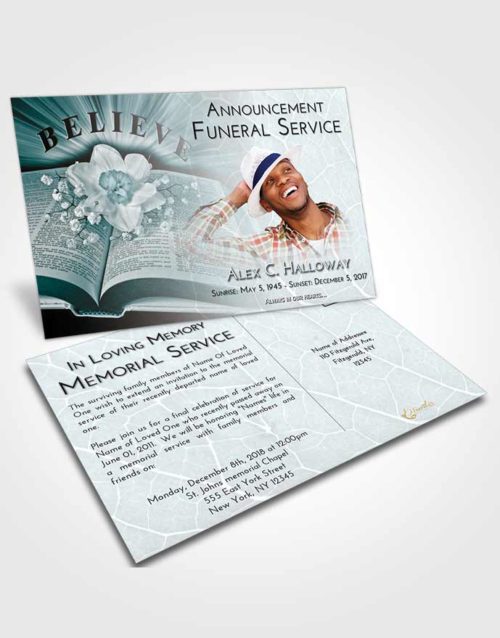 Funeral Announcement Card Template Loving Embrace Bible Belief