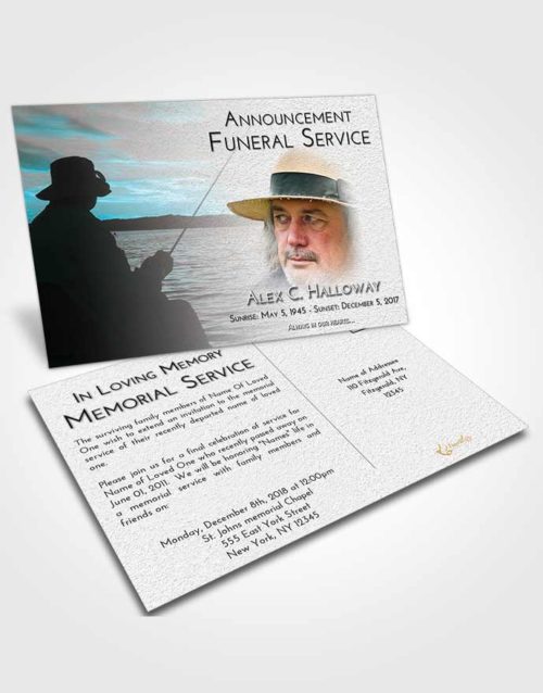 Funeral Announcement Card Template Loving Embrace Fishing Desire