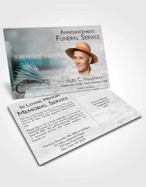 Funeral Announcement Card Template Loving Embrace Fishing Serenity