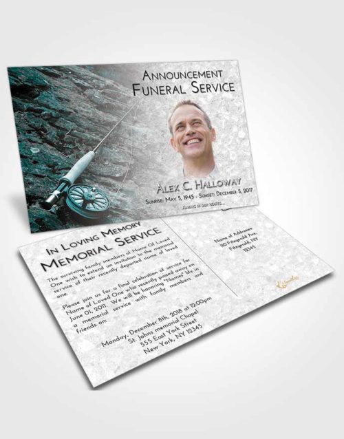 Funeral Announcement Card Template Loving Embrace Fishing on the Rocks