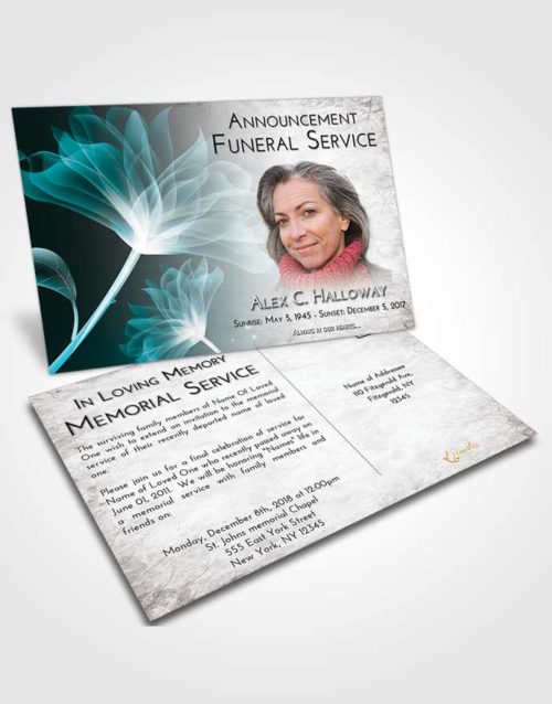Funeral Announcement Card Template Loving Embrace Flower Peace