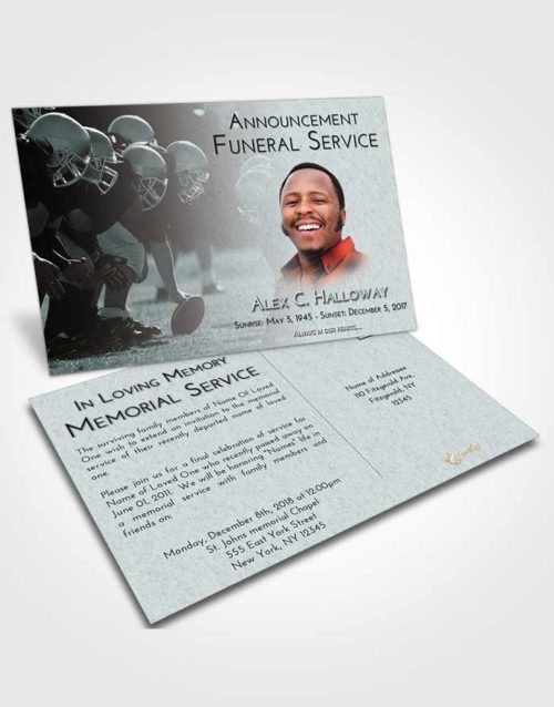 Funeral Announcement Card Template Loving Embrace Football Day